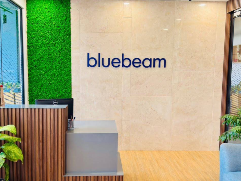Bluebeam office reception branding