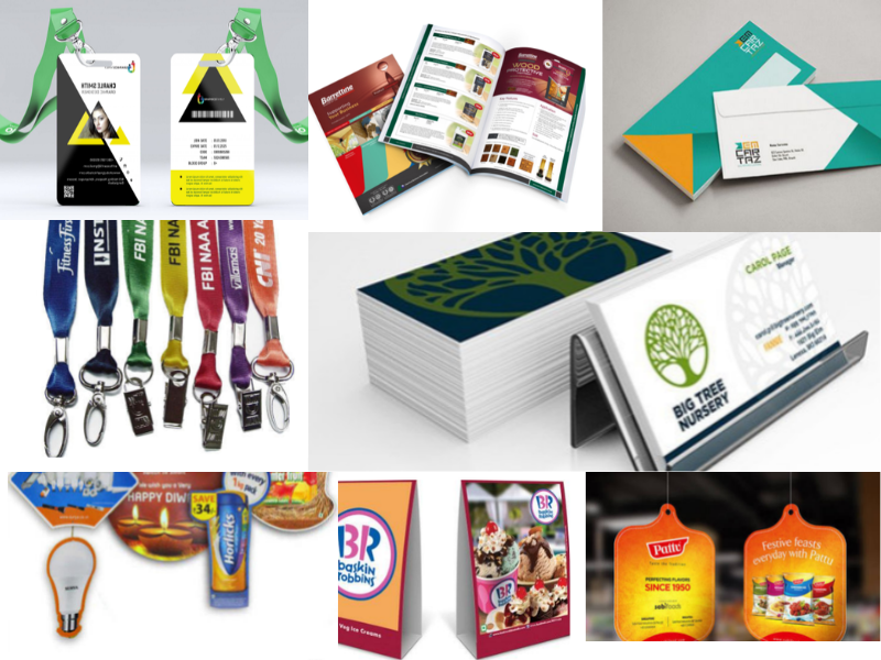 Marketing print material samples