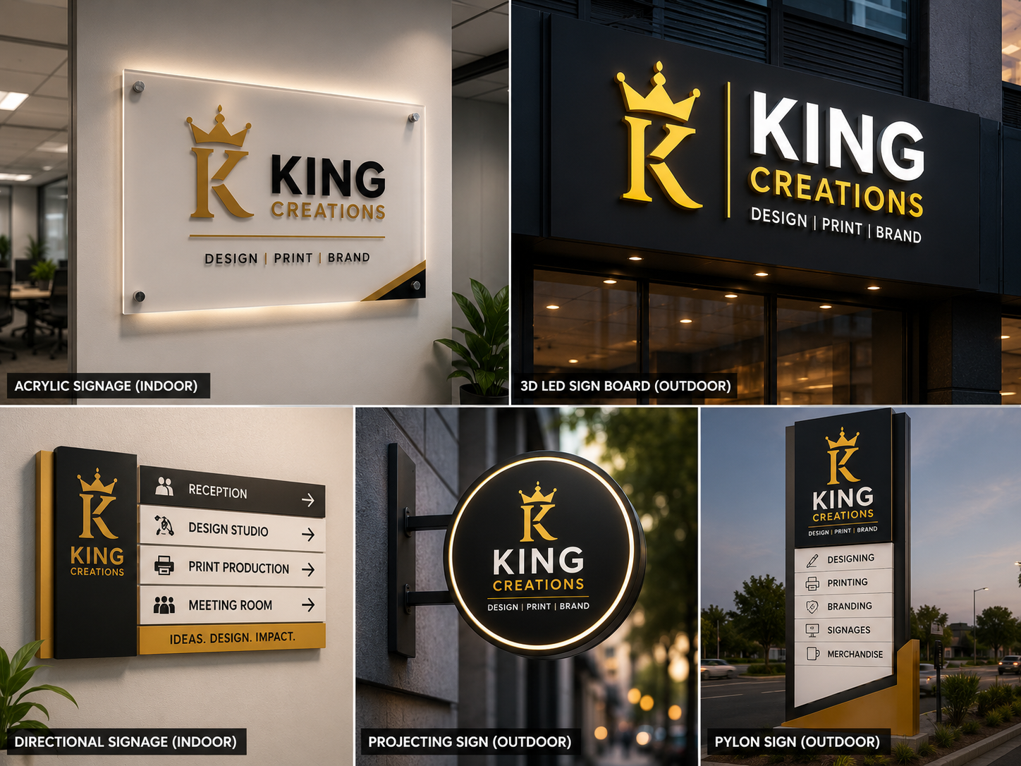 Indoor and outdoor signage options